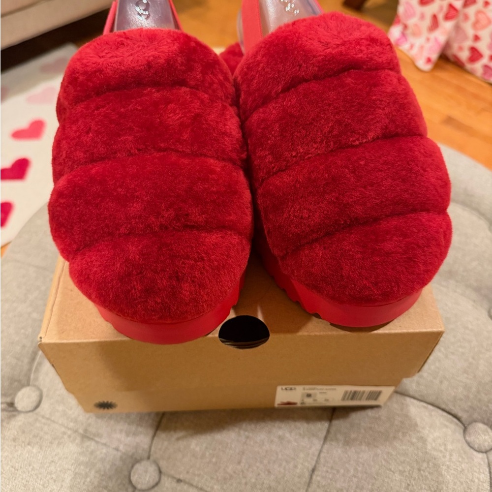 UGG Red Plush Slippers
